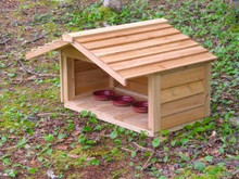 Medium Feeding Station with Extended Roof (bowls not included). Matches our outdoor cat houses.
