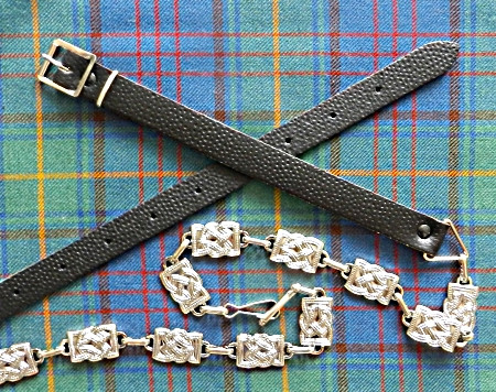 B.N Black Leather Sporran chain /strap belt connecter 