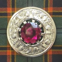 Plaid Brooch with Purple Stone