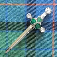 Enameled Green Shamrock Kilt Pin