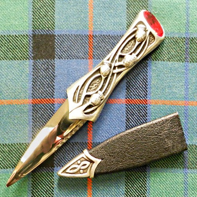 Matte Pewter Sgian Dubh with Red Stone