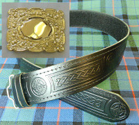 Gold Buckled Celtic Kilt Belt