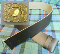 Gold Thistle Buckle w/ Pipers Kilt Belt