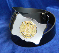 Black PVC Fire Department Belt & Buckle