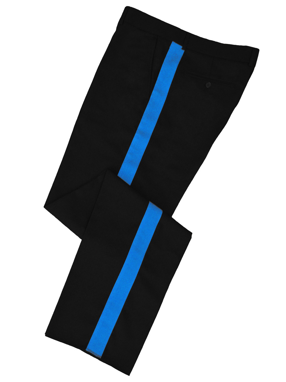 black pants blue stripe
