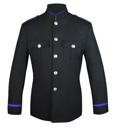 Black Honor Guard Jacket w/ Royal Blue Trim