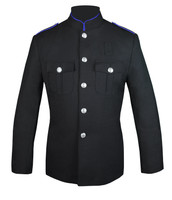 Black Honor Guard Jacket w/ Royal Blue Trim Plain Sleeve