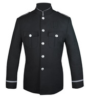 Black Honor Guard Jacket w/ Silver Trim Flat Trim Sleeve