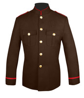 Hi Collar Honor Guard Coat (Brown & Red) Flat Trim Sleeves