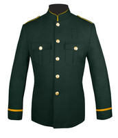 Dark Green Honor Guard Jacket w/ Gold Flat Trim Sleeves