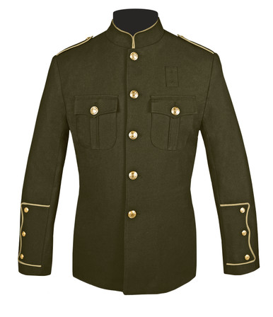 Olive Honor Guard Jacket with Beige Trim