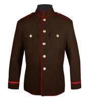 Brown and Red High Collar Coat