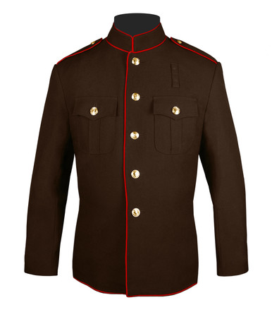 Brown and Red High Collar Coat