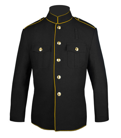 Black and Gold High Collar Jacket
