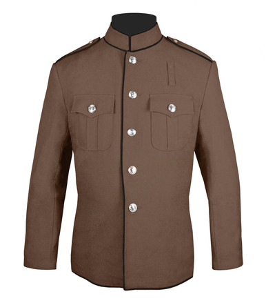 Tan and black High Collar trimmed jacket