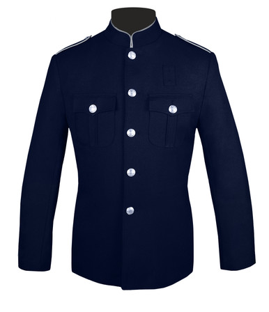 Navy and Silver High Collar Jacket