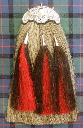 Grey Horsehair sporran with red/black tassles