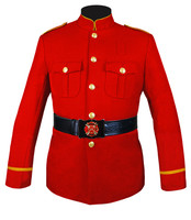 High Collar Fire Dept Honor Guard Jacket Basic Trim (Red & Gold) Flat Trim Sleeve