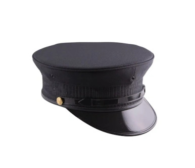 Black Fire Bell Cap w/ Black Strap & Gold Buttons