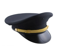 Black Police Cap with Gold Strap