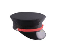 Black Fire Bell Cap with Red Strap and Silver FD Buttons