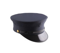 Navy Fire Bell Cap w/ Black Strap & Gold Buttons