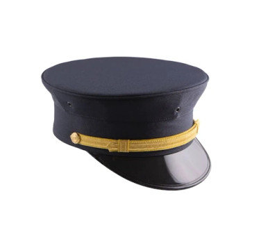 Navy Fire Bell Cap with Gold Strap