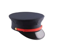 Navy Fire Bell Cap with Red Strap and Gold FD Buttons