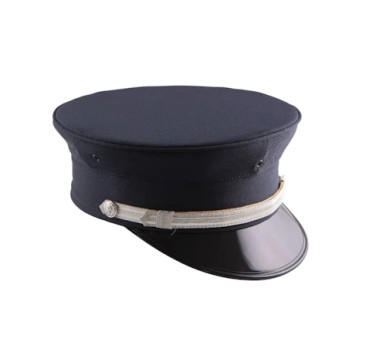 Navy Fire Bell Cap w/ Metallic Silver Strap and Silver buttons