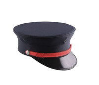Navy Fire Bell Cap with Red Strap and Silver FD Buttons