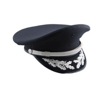 Black Police Cap with Silver Oak Leaf Visor