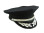 Black 8 Point Police Cap with Silver Oak Leaf Visor