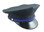 8 Point Black Police Cap w/ Royal Strap and Silver Buttons