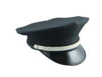 8 Point Black Police Hat with Silver Strap