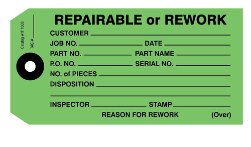 IT 1003 Repairable or Rework Tags - Dark Green