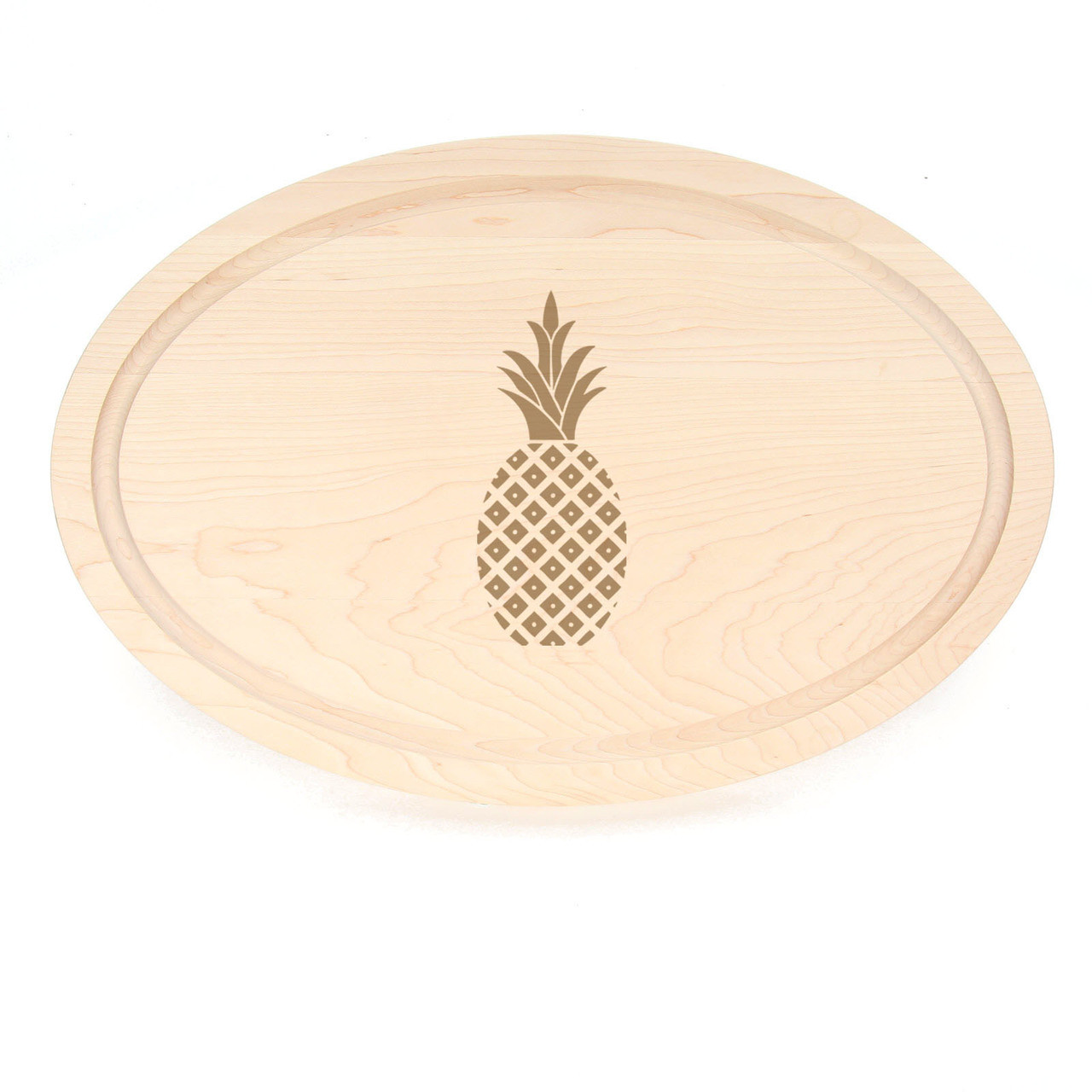 Laser Engraved Pineapple 12 x 18 Oval Maple Cutting Board