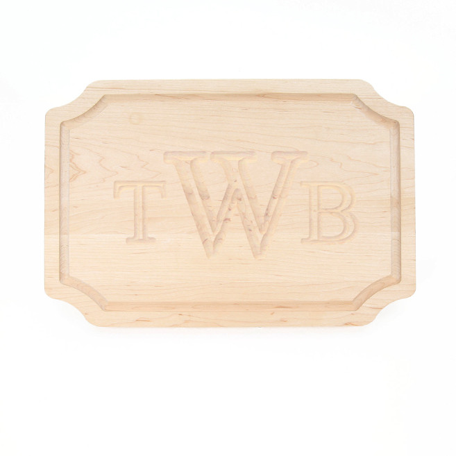 12 x 18 Maple Scalloped Cutting Board - Carved Monogram
