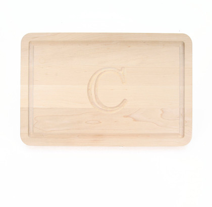 9 x 12 Maple Cutting Board - Carved Initial