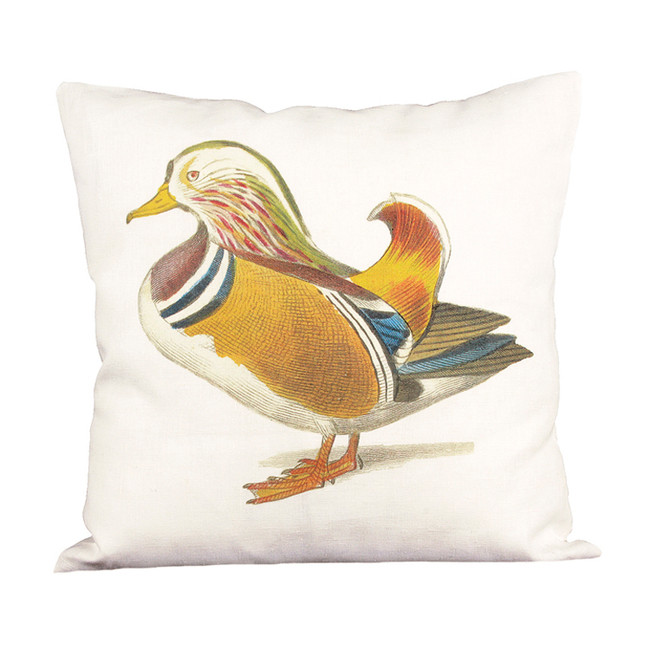 Mandarin Duck Ox Bow Linen Pillow