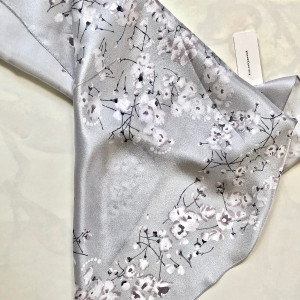 Silk Scarf - Gray Cherry Blossom, detail