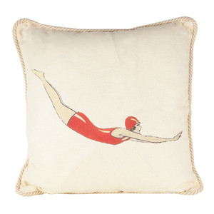 Diver in Red Suit Ox Bow Pillow