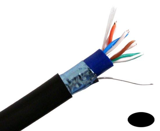1000ft Wooden Spool Black Direct Burial Vertical Cable CAT5E Shielded Dual Jacket Bulk Ethernet Cable 