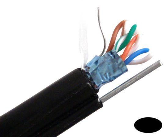 1000ft Cat5e Cat5 Outdoor Ethernet Cable Shielded FTP Solid Direct Burial Black