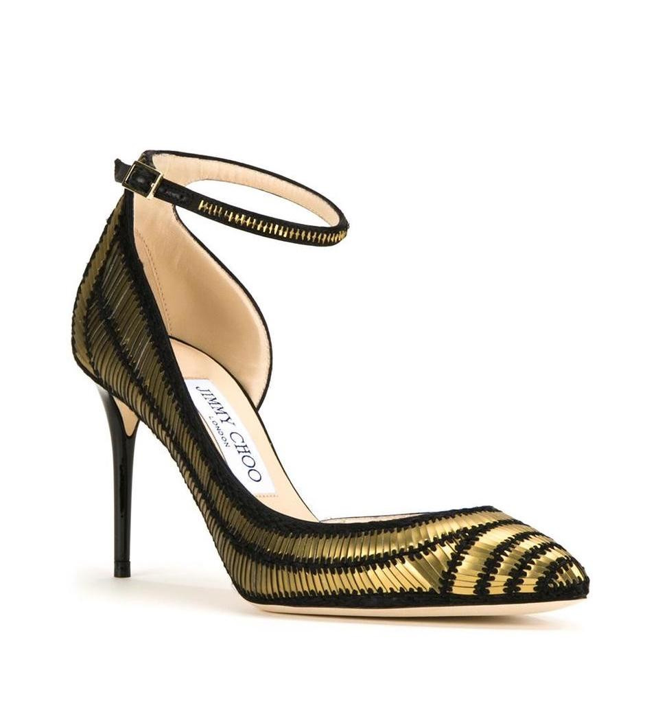jimmy choo black and gold heels