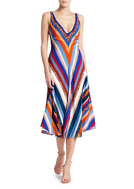 Altuzarra Cardenas Chevron Print Silk Midi Dress, Size Medium