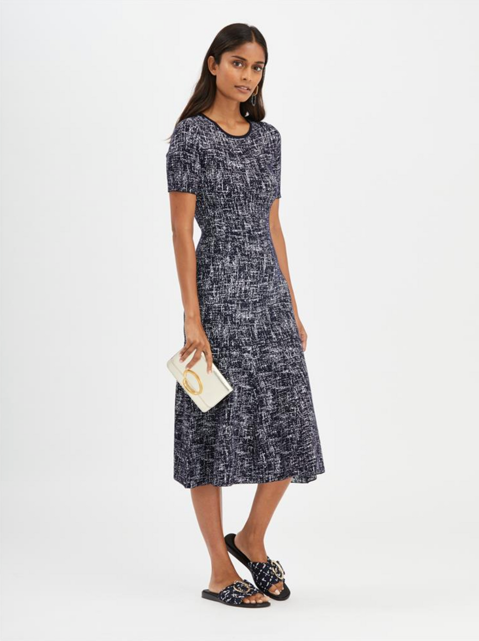 Oscar de la Renta Marled Midi Dress (20RN135TWJ) Oscar de la Renta Marled Midi Dress (20RN135TWJ)