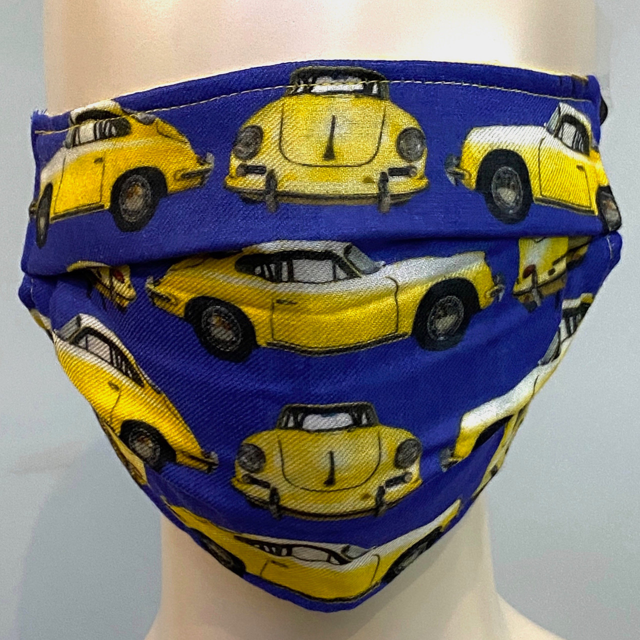 Car Printed Face Mask Blue/Yellow