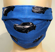Car Printed Face Mask - Blue/White/Silver