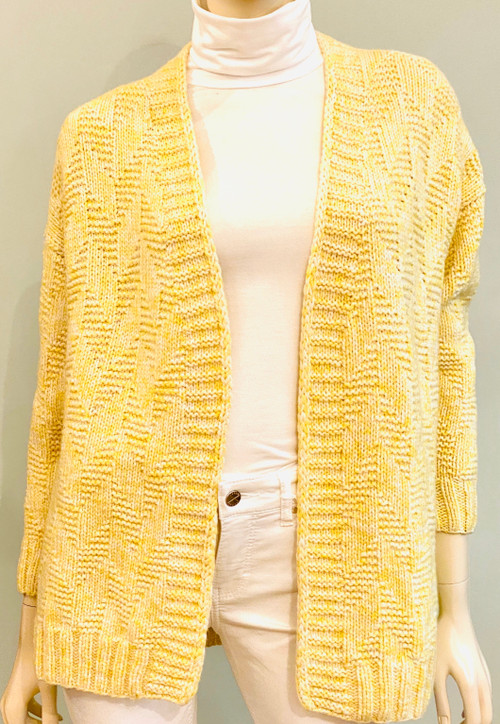 yellow open front cardigan