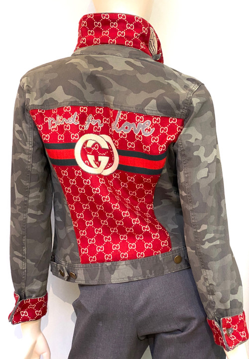 red camo jean jacket